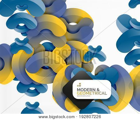 Abstract color geometric round shapes on white - elements with shadow, colorful composition