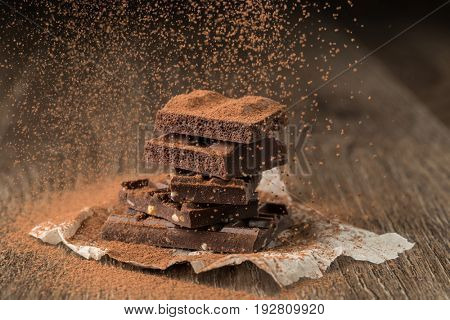 Chocolate sprinkled cocoa on paper
