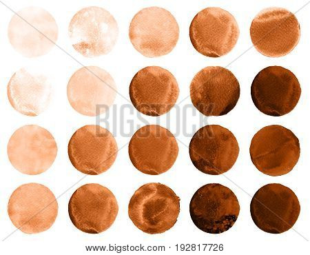 Set Of Brown, Coffee Watercolor Circles
