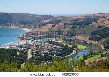Seascape on the top of mountain of avilla beach California USA.