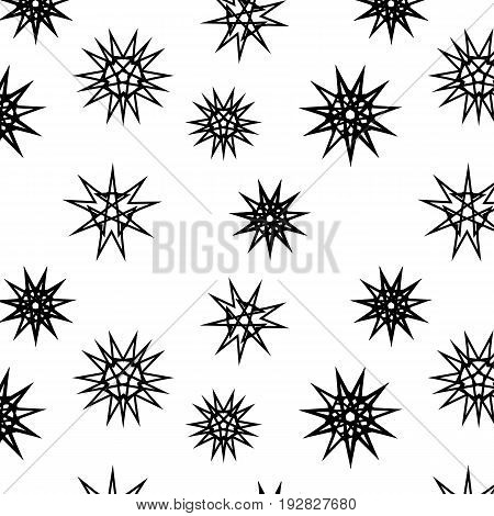 Fashion black and white seamless pattern, doily round, design stars elements