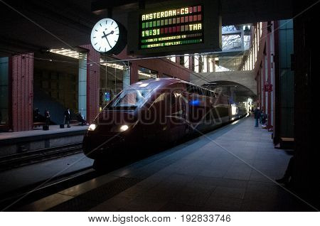 Waiting at Antwerp Station for the Arrival of the train to Amsterdam