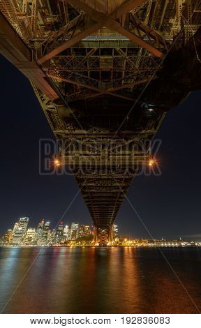 Sydney Harbour Bridged viewed from Milsons Point in North Sydney Australia. Sydney Harbour is a beautiful meandering waterway famous around the world.