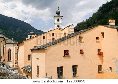 Poschiavo, Switzerland - 20 July 2015: The village of Poschiavo on the Swiss alps