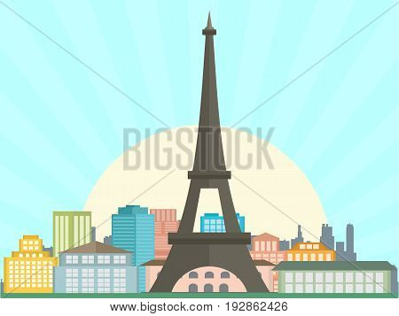France landscape sunset in froun view vector