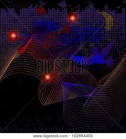 dark background and abstraction red, blue and yellow colors