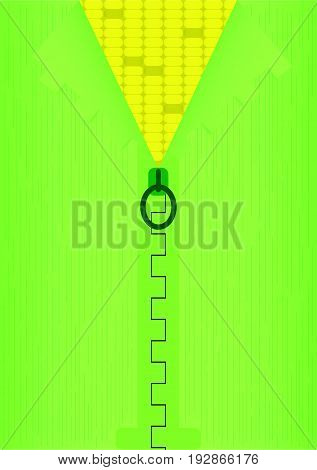 Background with zipper. Vector illustration mimic corn peeling.