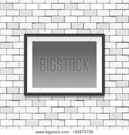 Gallery Interior Vector Photo Free Trial Stock Gallery Interior With Empty Black Frame On Gray Old Brick Wall S Can Be