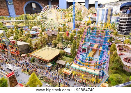 Saint Petersburg, Russia - May 13, 2017: Fragment Big Grand Maket Russia. Grand Maket Russia the world's largest model of Russia from Kaliningrad to the Far East.