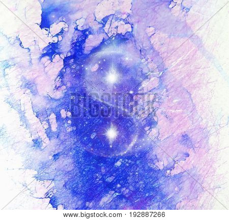Cosmic Yin Yang Symbol and marble background