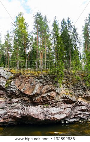 Vuoksa river and rocky canyon view in Imatra, Finland