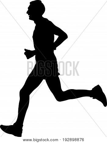 male athlete runner leader of marathon running black silhouette