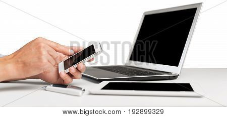 Male hands laptop it technology tablet pc computer technology new technology