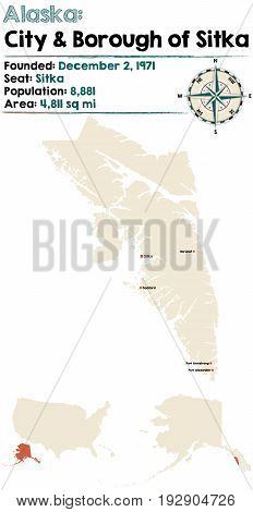 Large and detailed map of the City and Borough of Sitka in Alaska