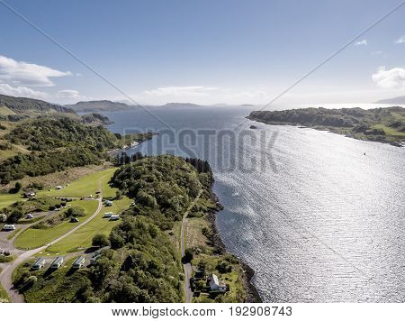 Aerial view of the coast between Gallanach and Oban, Argyll, Scotland