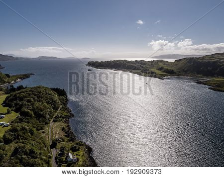 Aerial view of the coast between Gallanach and Oban, Argyll, Scotland