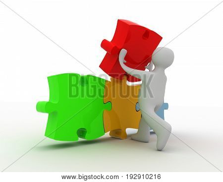 success concept . puzzle  . 3d rendered illustration