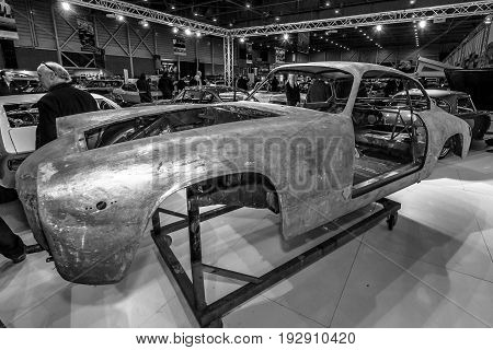 MAASTRICHT NETHERLANDS - JANUARY 14 2016: Maserati car body. The stand of company 