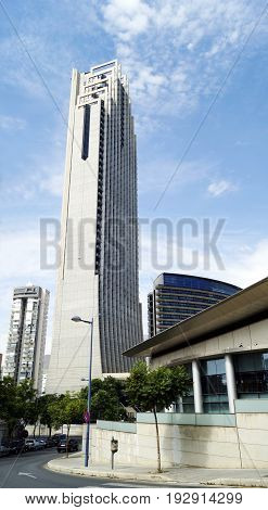 BENIDORM SPAIN - SEPTEMBER 23 2016: GranBENIDORM SPAIN - SEPTEMBER 23 2016: Gran Hotel Bali with its 186 meters high (210 meters including the mast) is the tallest hotel in Europe and is located in Benidorm Spain