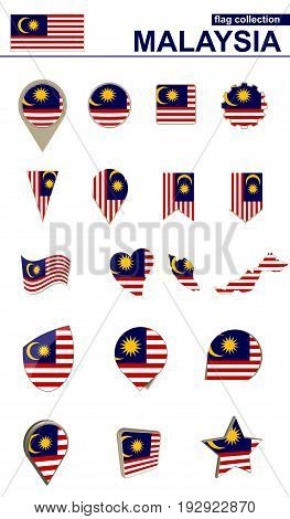Malaysia Flag Collection. Big Set For Design.