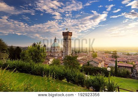 Beautiful sunset view of Lonato del Garda a town and comune in the province of Brescia in Lombardy Italy