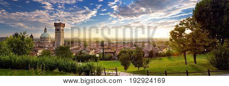 Beautiful sunset view of Lonato del Garda a town and comune in the province of Brescia in Lombardy Italy