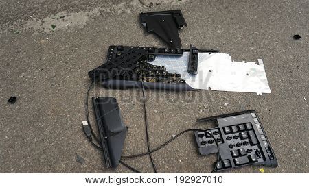 Destroyed keyboard which will never work again.