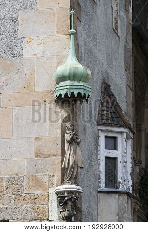 Elements of the castle architecture and the church of the eclectic Vajdahunyad in Budaplast in Hungary