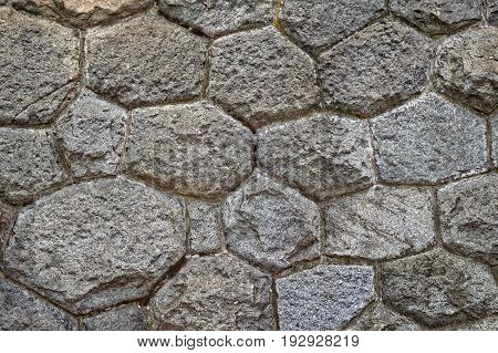 The Wall Built Of Irregular Stones Background. Texture Of Old Stonework. Space For Text. The Concept