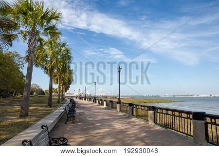 View of Waterfront Park in Charleston SC. Plenty of copy space in the sky if needed.