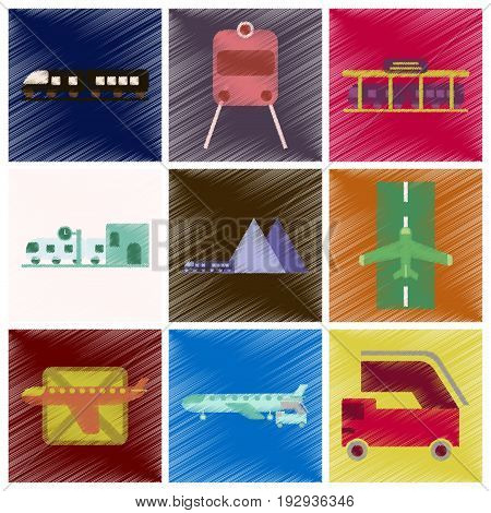 Set of Flat Icons in Shading Style logistics