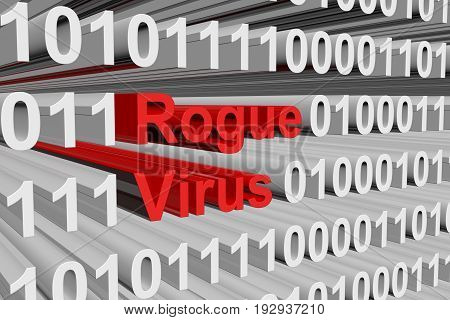 rogue virus presents in the form of binary code 3d illustration