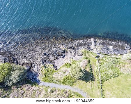 Aerial view of the coast between Gallanach and Oban, Argyll, Scotland