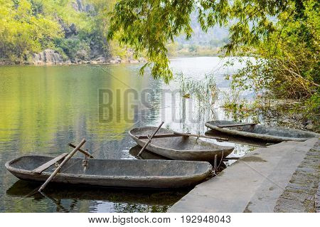 The Small Travel Boat Pier Of Tam Coc