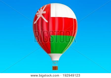 Hot air balloon with Oman flag 3D rendering