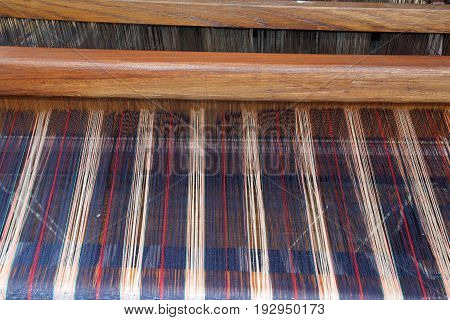 Old Fabric Weaving Frame During A Historic Re-enactment