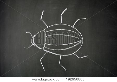 Beetle bug drawing in chalk on a blackboard
