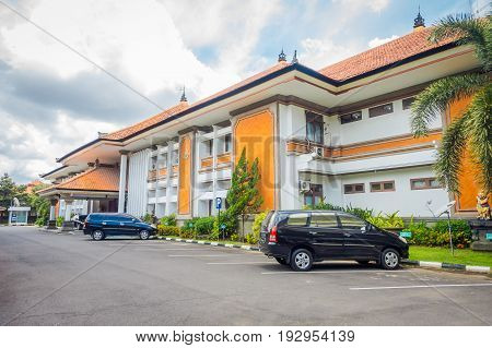 BALI, INDONESIA - MARCH 08, 2017: Centre building is a goverment office complex building located in Densapar, Bali Indonesia.