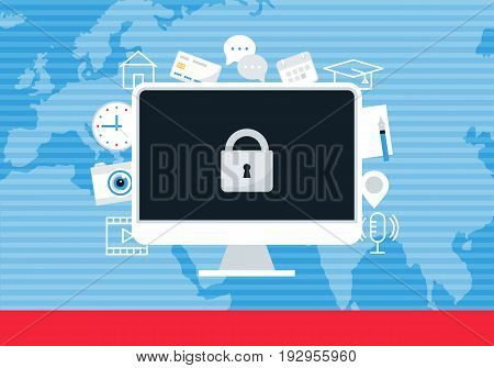 Ransomware Blocking Access to Computer Data. Vector Illustration
