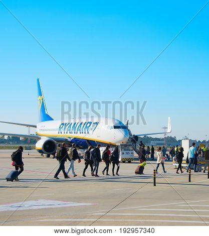 Passengers Boarding Plane, Porto, Portugal