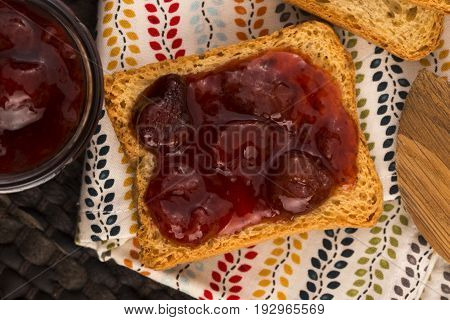 Breakfast Of Cherry Jam On Toast