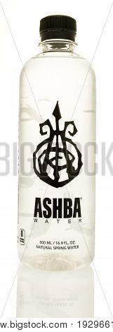 Winneconne WI -22 June 2017: A bottle of Ashba water on an isolated background