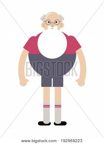 Grandpa hipster in glasses, with a beard. Flat vector illustration.Funny grandfather