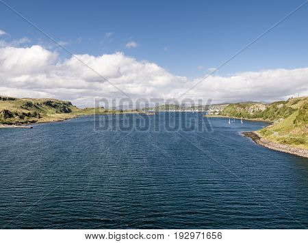 Aerial view of the coast between Gallanach and Oban, Argyll, Scotland