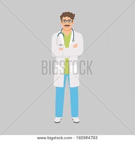 Venereologist medical specialist isolated vector illustration on grey background