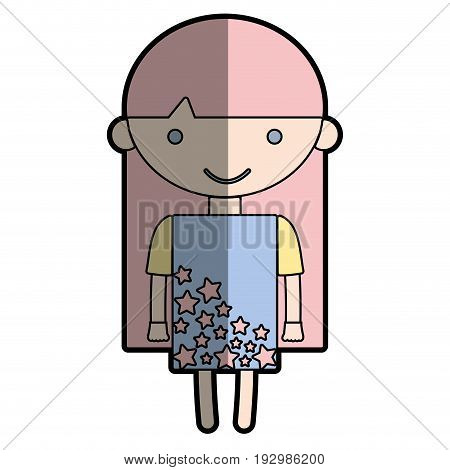 tender girl child with pijama and hairstyle vector illustration