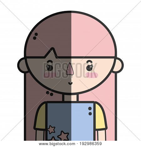 tender girl child with pijama and hairstyle vector illustration