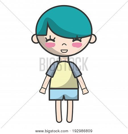 tender boy child with pijama and hairstyle vector illustration