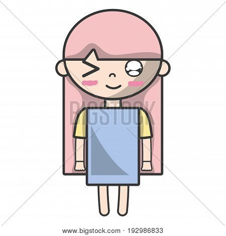 tender girl child with pijama and hairstyle vector illustration