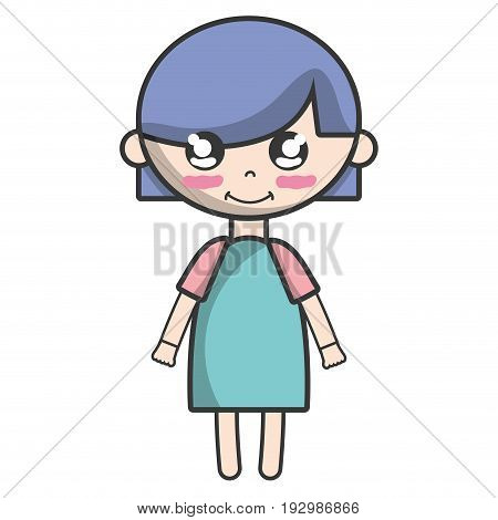 tender girl child with pijama and hairstyle vector illustration